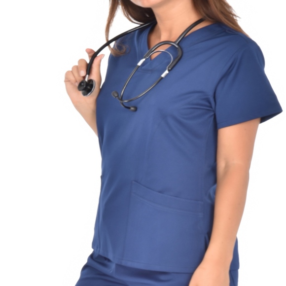 Medichic 4 Way Stretch Navy Scrub Top XS-XXL NWT - Picture 2 of 6